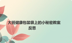 大班健康包装袋上的小秘密教案反思