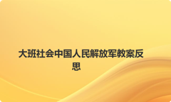 大班社会中国人民解放军教案反思