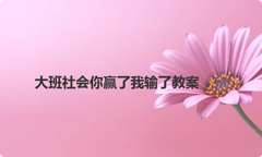 大班社会你赢了我输了教案