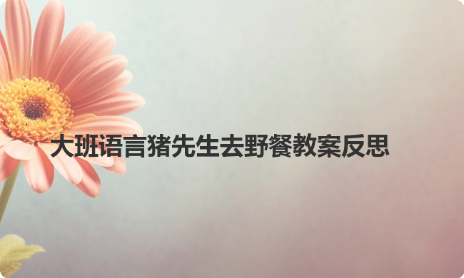 大班语言猪先生去野餐教案反思