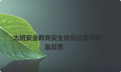 大班安全教育安全快乐过寒假教案反思
