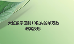 大班数学区别10以内的单双数教案反思