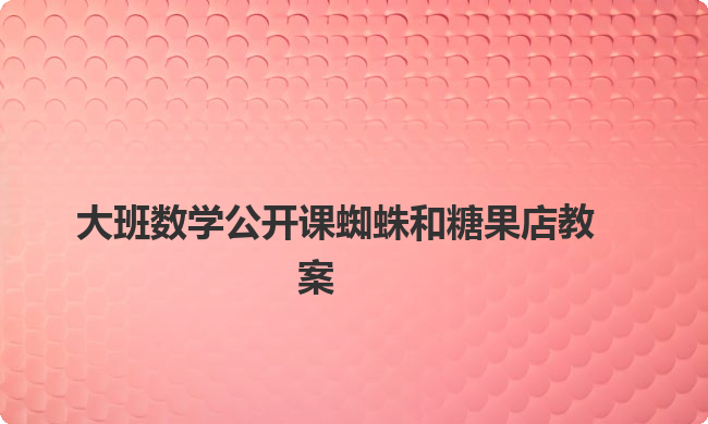 大班数学公开课蜘蛛和糖果店教案