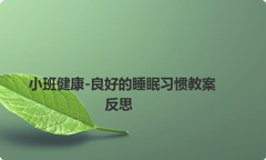 小班健康-良好的睡眠习惯教案反思