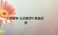 小班数学-认识数字9 教案反思