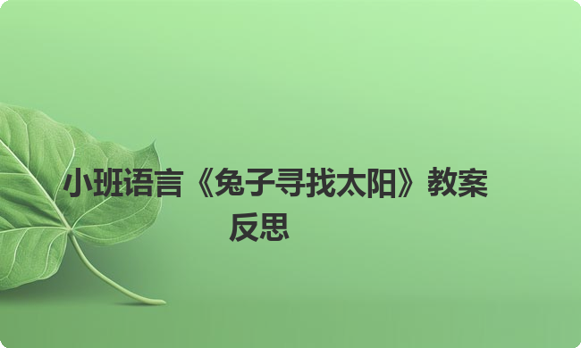 小班语言《兔子寻找太阳》教案反思
