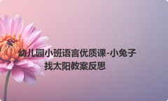 幼儿园小班语言优质课-小兔子找太阳教案反思