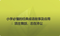 小学必懂的经典成语故事及应用：项庄舞剑，志在沛公