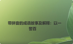 带拼音的成语故事及解释：以一警百