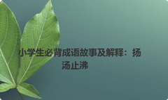 小学生必背成语故事及解释：扬汤止沸