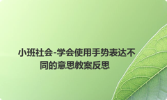 小班社会-学会使用手势表达不同的意思教案反思