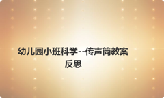 幼儿园小班科学--传声筒教案反思