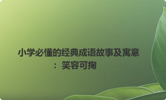 小学必懂的经典成语故事及寓意：笑容可掬