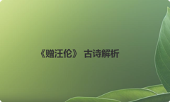 《赠汪伦》 古诗解析