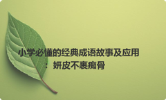 小学必懂的经典成语故事及应用：妍皮不裹痴骨