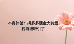 本身体验：拼多多现金大转盘，我真被吸引了