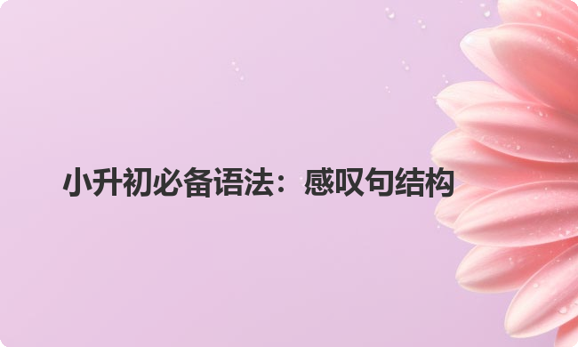 小升初必备语法：感叹句结构