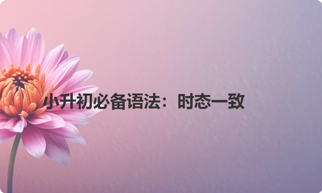 小升初必备语法：时态一致
