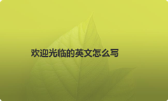 欢迎光临的英文怎么写