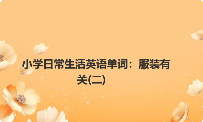 小学日常生活英语单词：服装有关(二)
