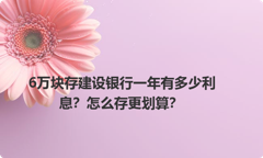 6万块存建设银行一年有多少利息？怎么存更划算？