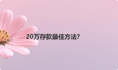 20万存款最佳方法？