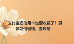 支付宝还信用卡也要收费了！具体如何省钱，看攻略
