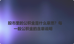 股市里的公积金是什么意思？每一股公积金的含意说明