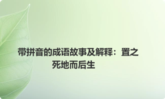 带拼音的成语故事及解释：置之死地而后生