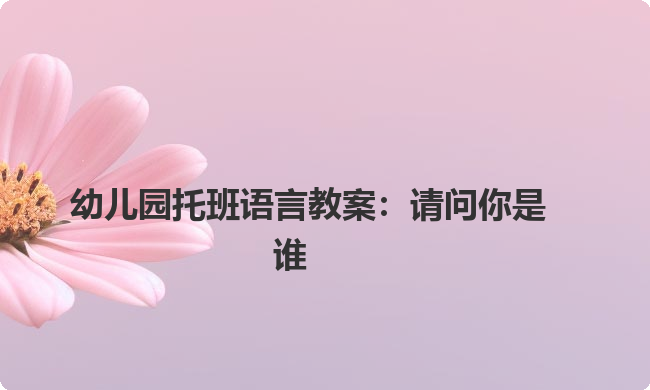 幼儿园托班语言教案：请问你是谁
