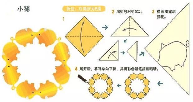 亲子互动:和宝贝一起做剪纸-小猪