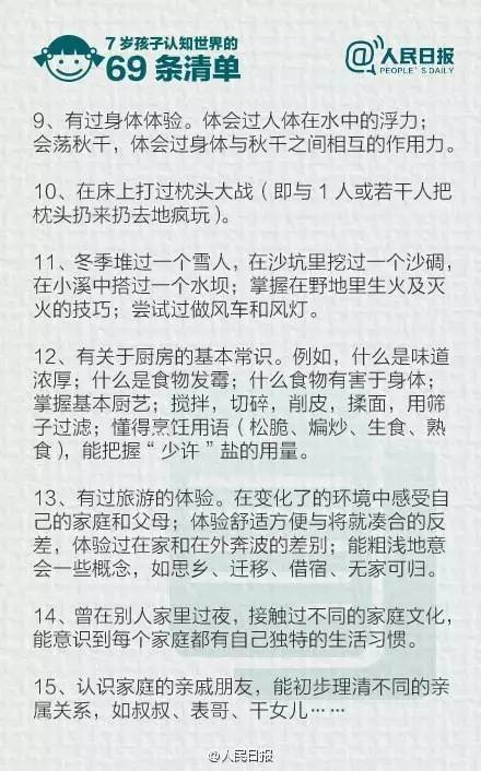 德国教育专家：7岁孩子认知世界的69条清单