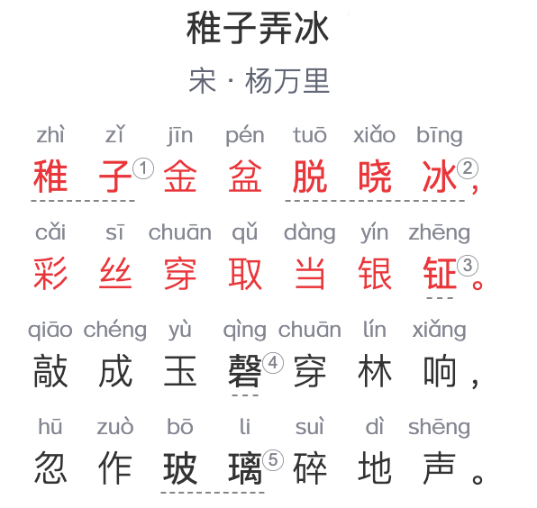 五年级诗词：《稚子弄冰》 宋代-杨万里