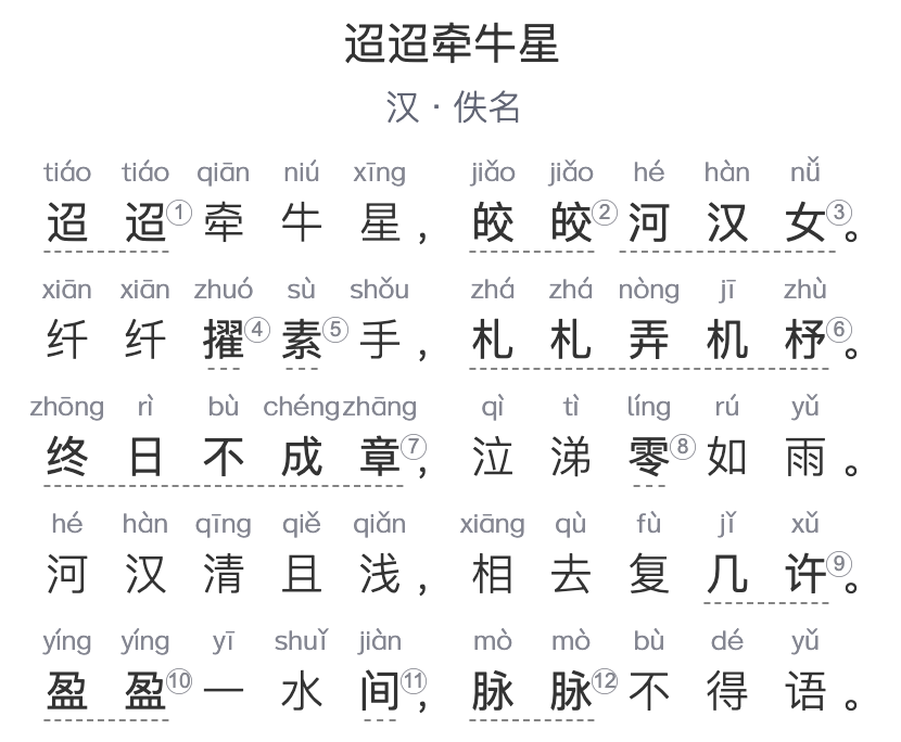 六年级诗词：《迢迢牵牛星》 两汉